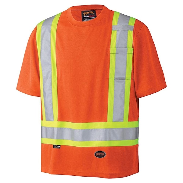 Pioneer Safety Shirt, Moisture wicking birdseye polyester, Hi-Vis Orange, L V1051150U-L - main